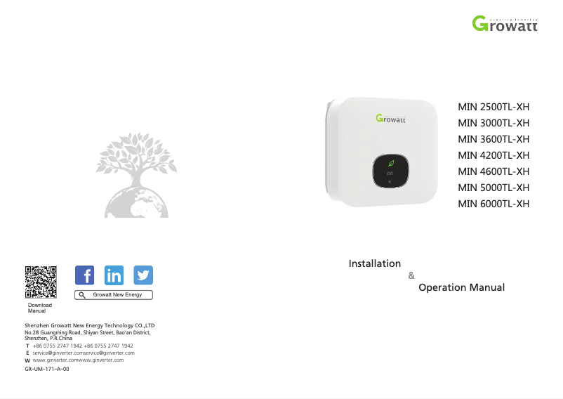 Image de la première page du manuel de l'appareil MIN 3600TL-XH