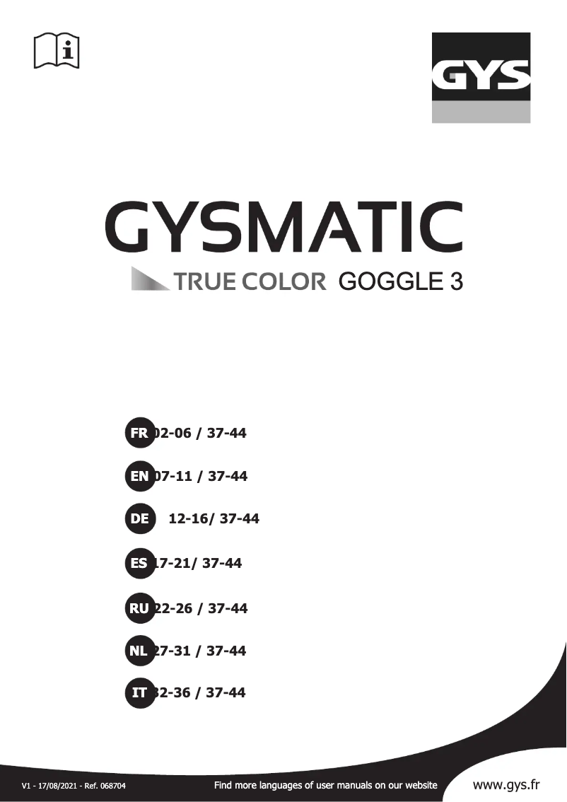 Page n°1 - Manuel utilisateur GYS LCD Gysmatic Goggle 3