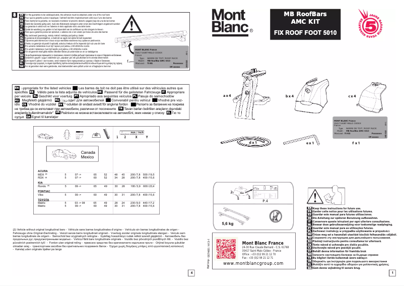 Page 1 de la notice Manuel utilisateur Mont Blanc AMC 5010