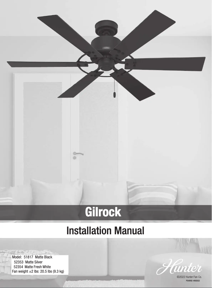 Page 1 de la notice Manuel utilisateur Hunter Gilrock