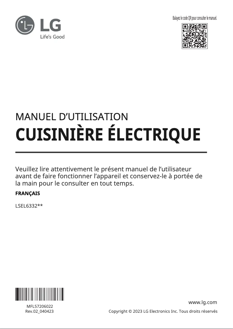 Page n°1 - Manuel utilisateur LG LSEL6332FC