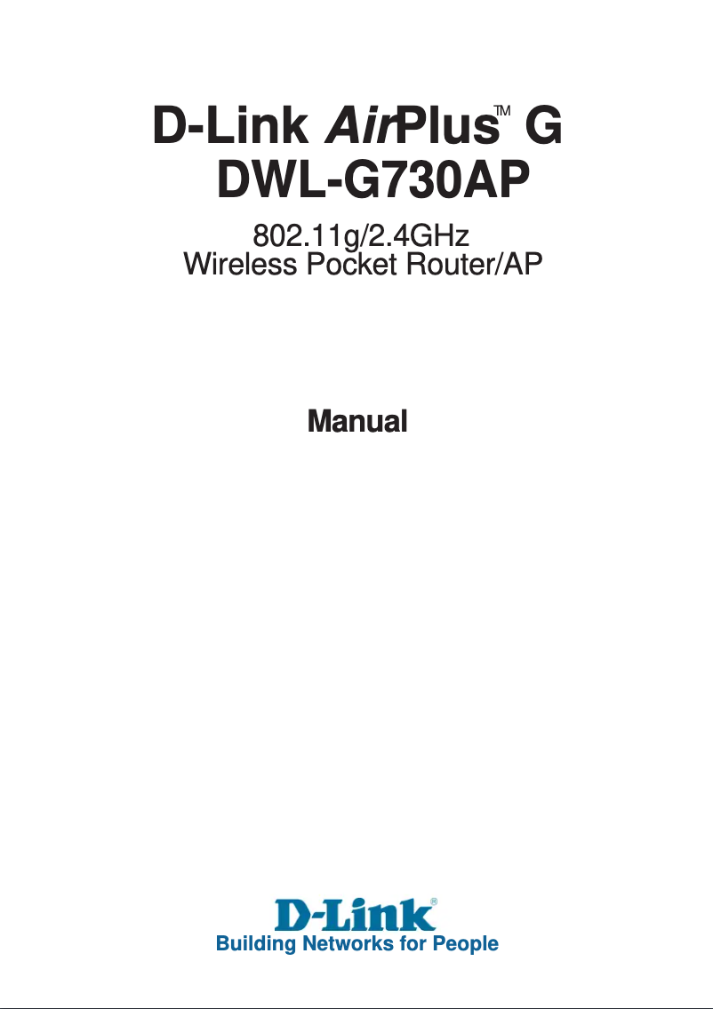 Image de la première page du manuel de l'appareil DWL-G730AP