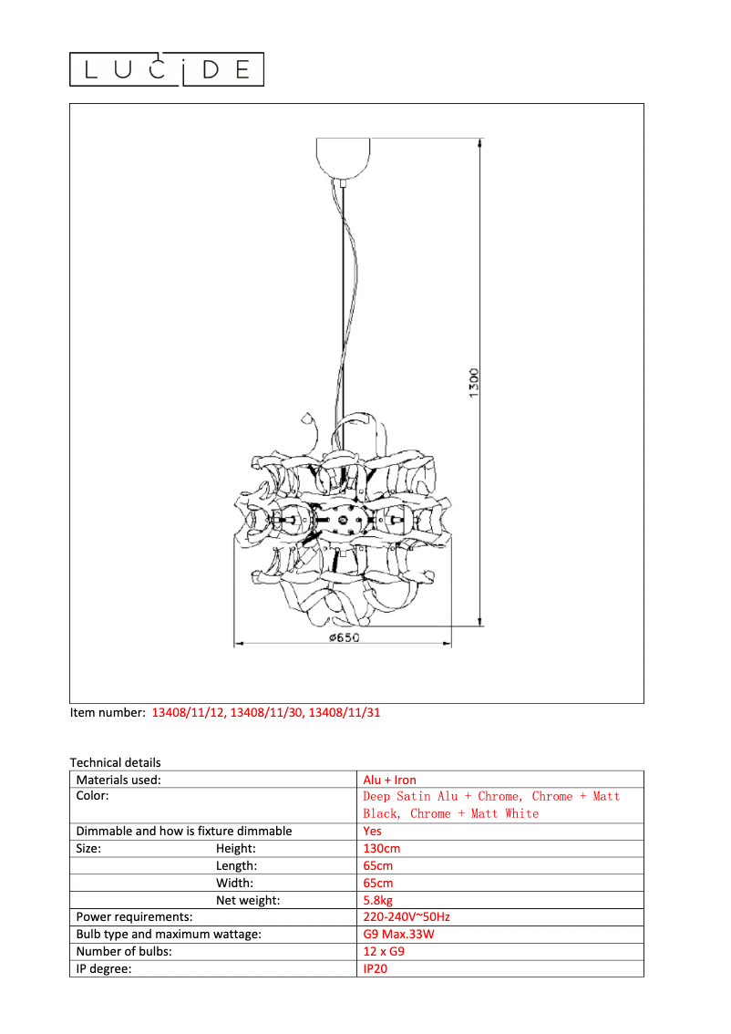 Page n°1 - Manuel utilisateur Lucide Atomita 13408/11/12