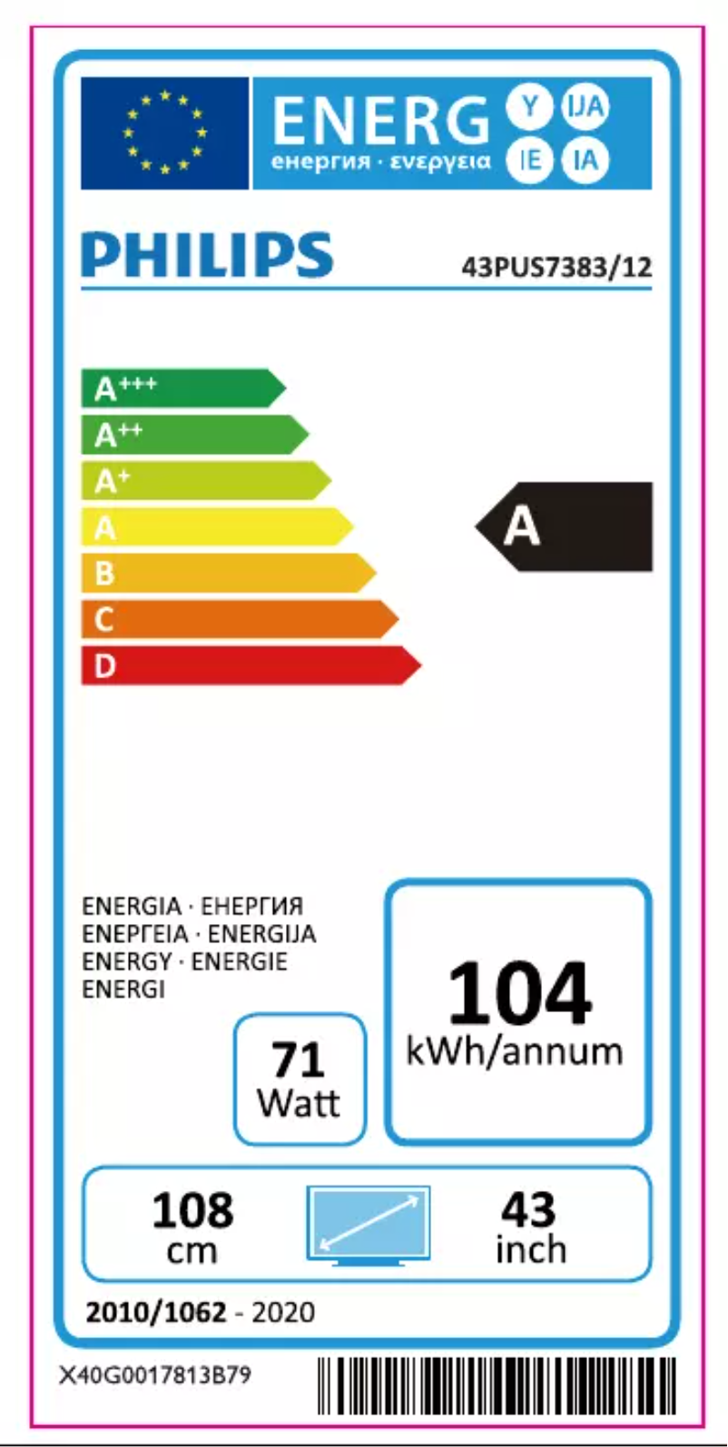 Página 1 del manual Etiqueta energética Philips 43PUS7383