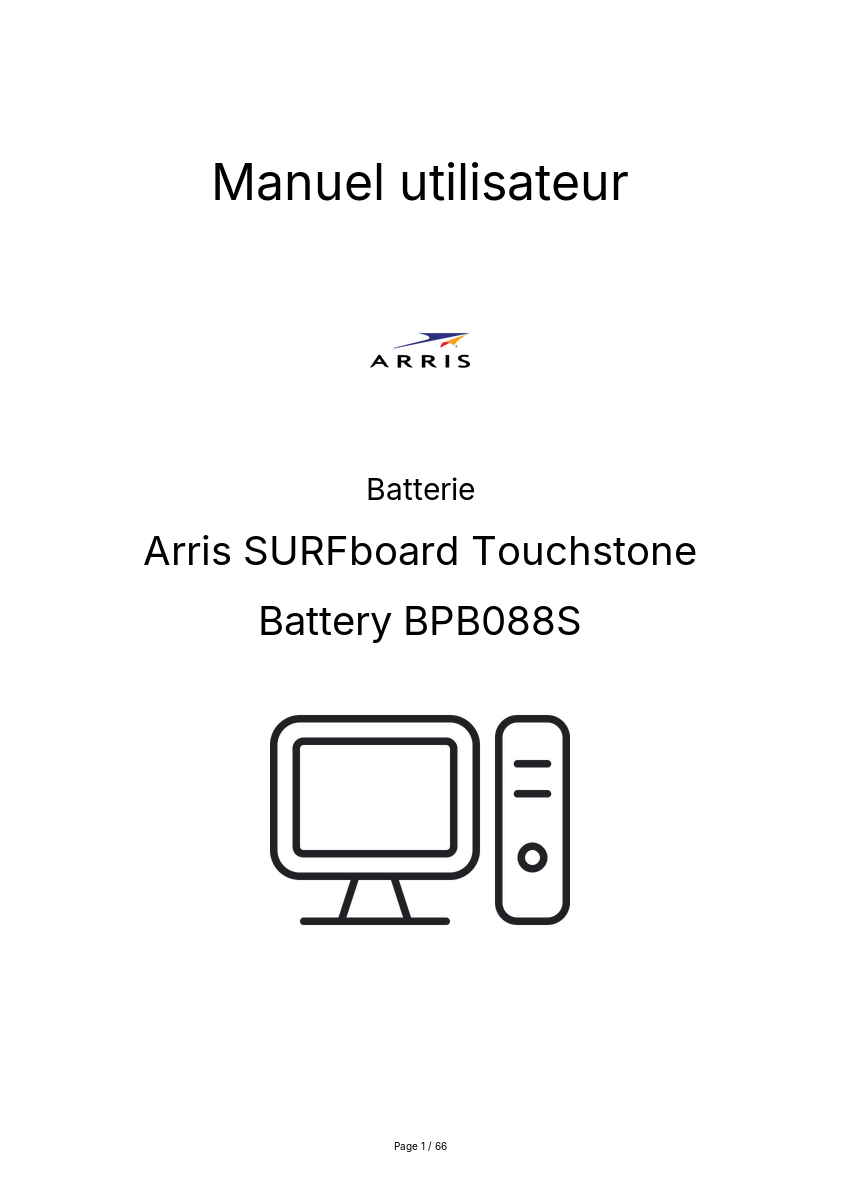 Image de la première page du manuel de l'appareil SURFboard Touchstone Battery BPB088S