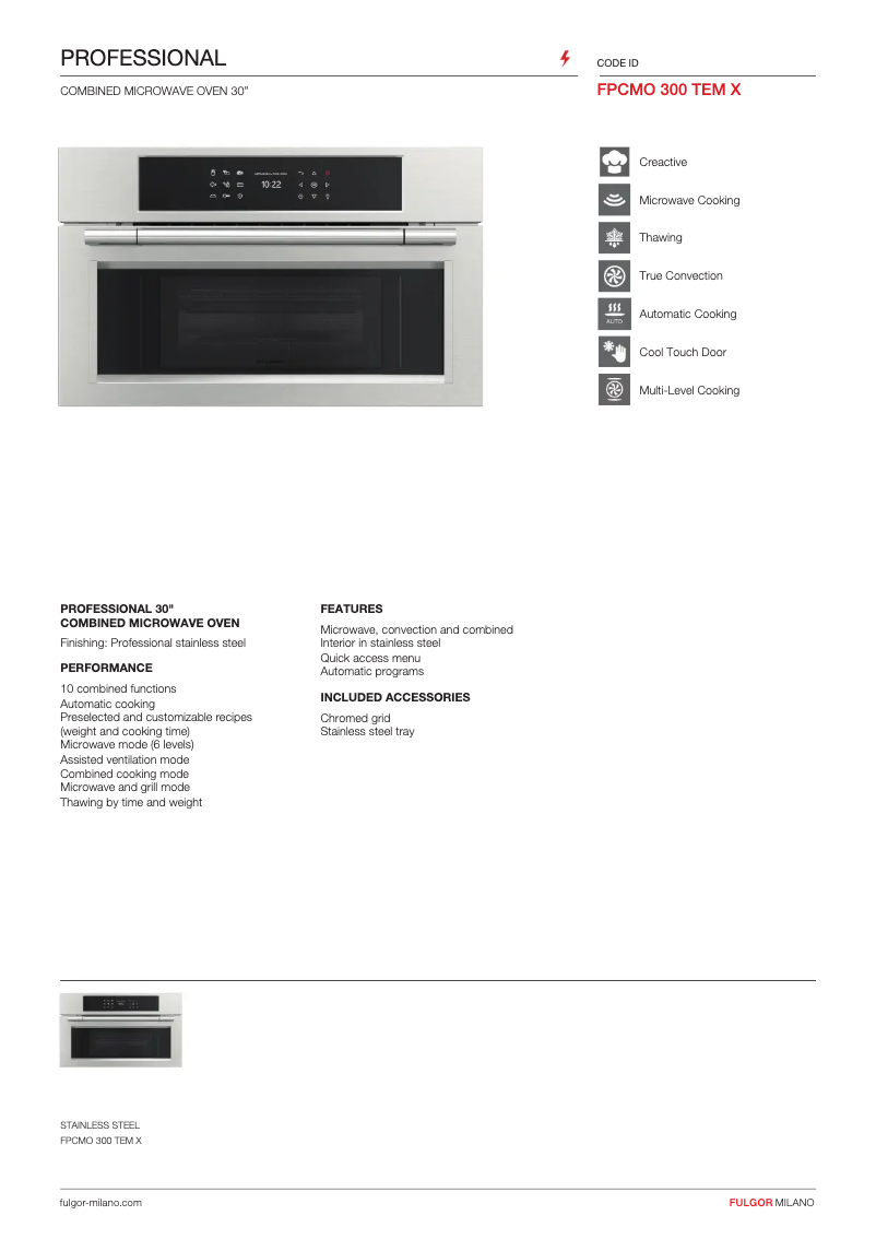 Page n°1 - Fiche technique Fulgor Milano FPCMO 300 TEM