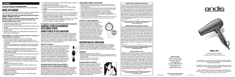 Page n°1 - Manuel utilisateur Andis MI-5