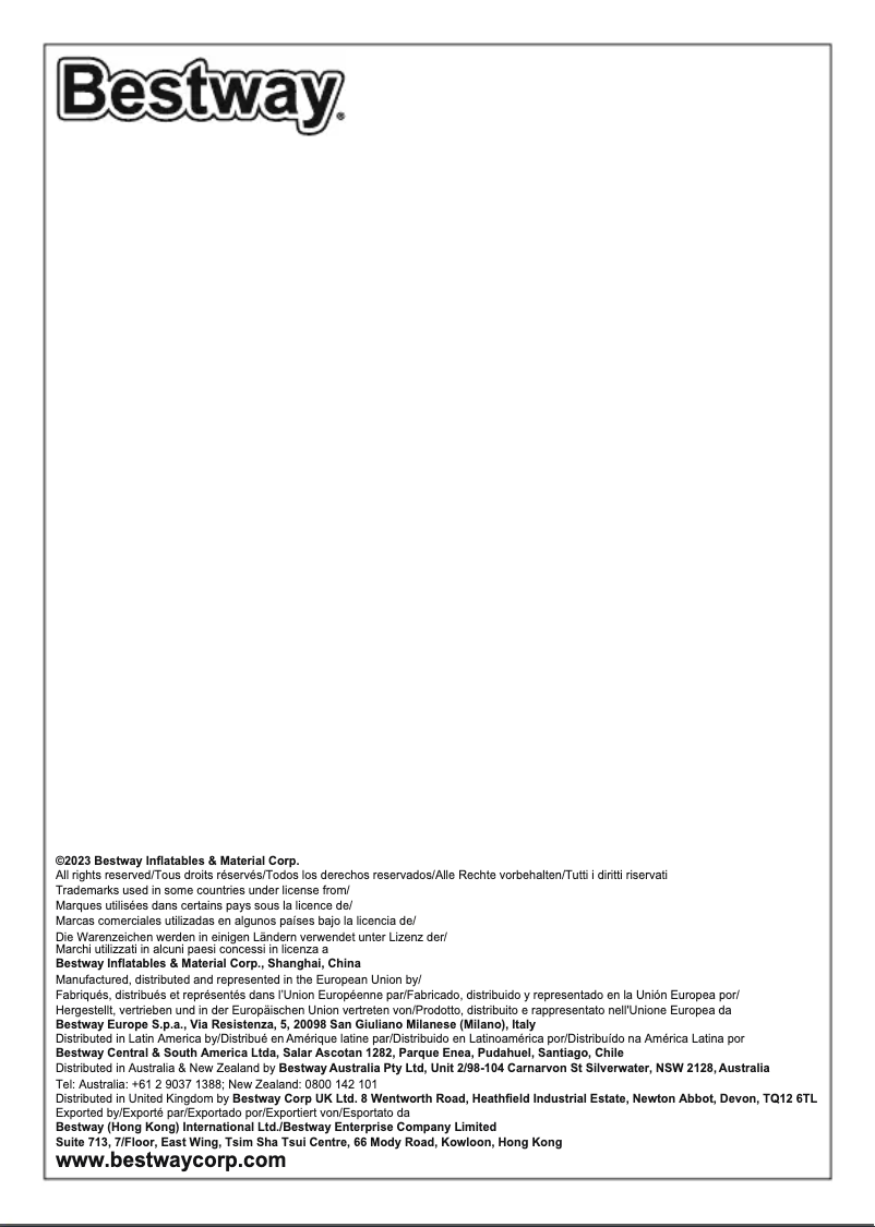 Page 1 de la notice Manuel utilisateur Bestway 44106