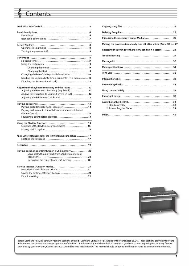 Page n°1 - Manuel utilisateur Roland RP-301R