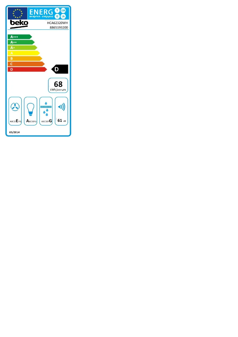 Page 1 de la notice Label énergétique Beko HCA62320WH