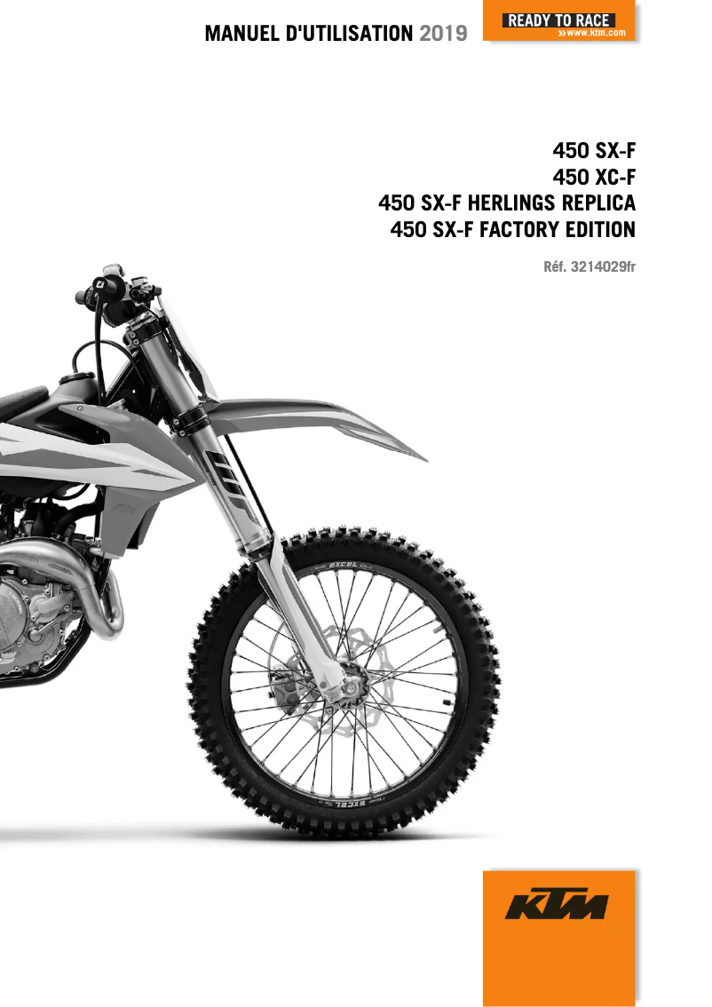 Image de la première page du manuel de l'appareil 450 SX-F FACTORY EDITION (2019)