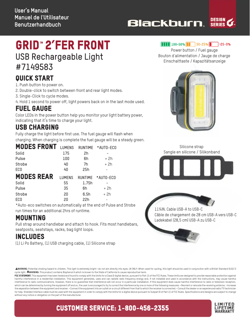 Page 1 de la notice Manuel utilisateur Blackburn Grid 2