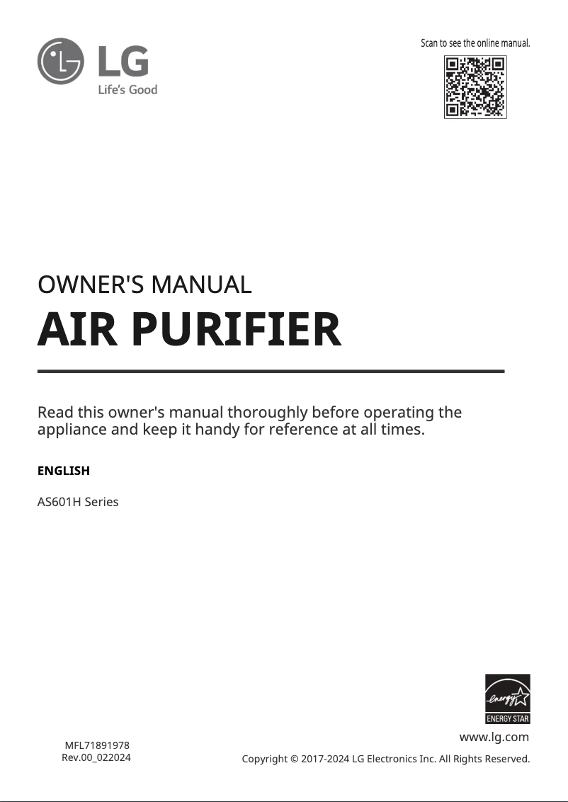 Page 1 de la notice Manuel utilisateur LG AS601HBB0