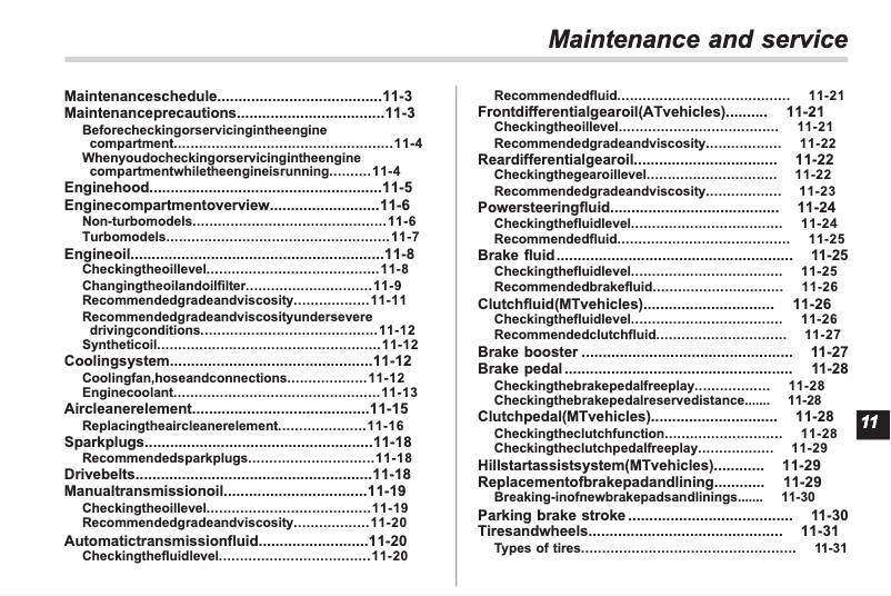 Page n°1 - Manuel d'utilisation et d'entretien Subaru Forester (2009)
