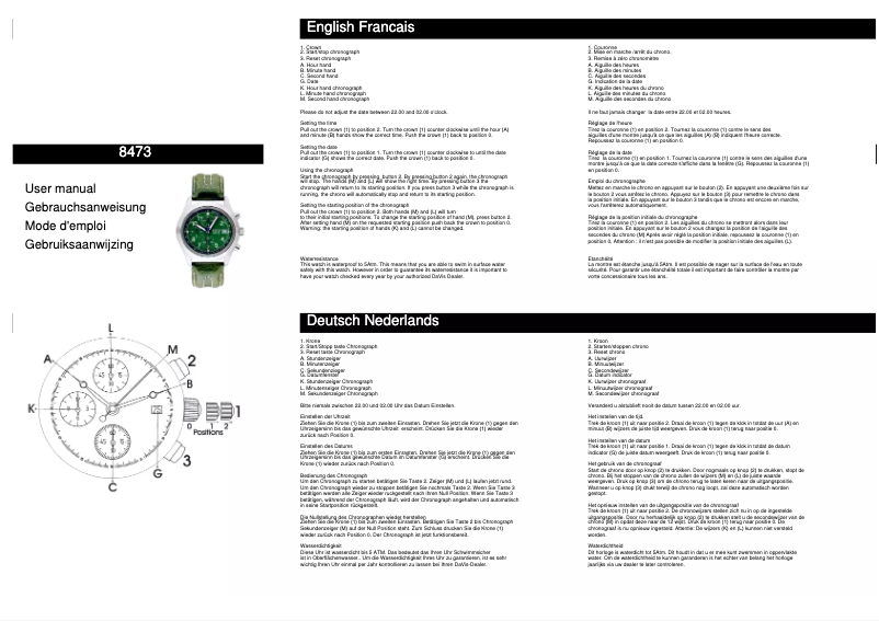 Page n°1 - Manuel utilisateur Davis 8473