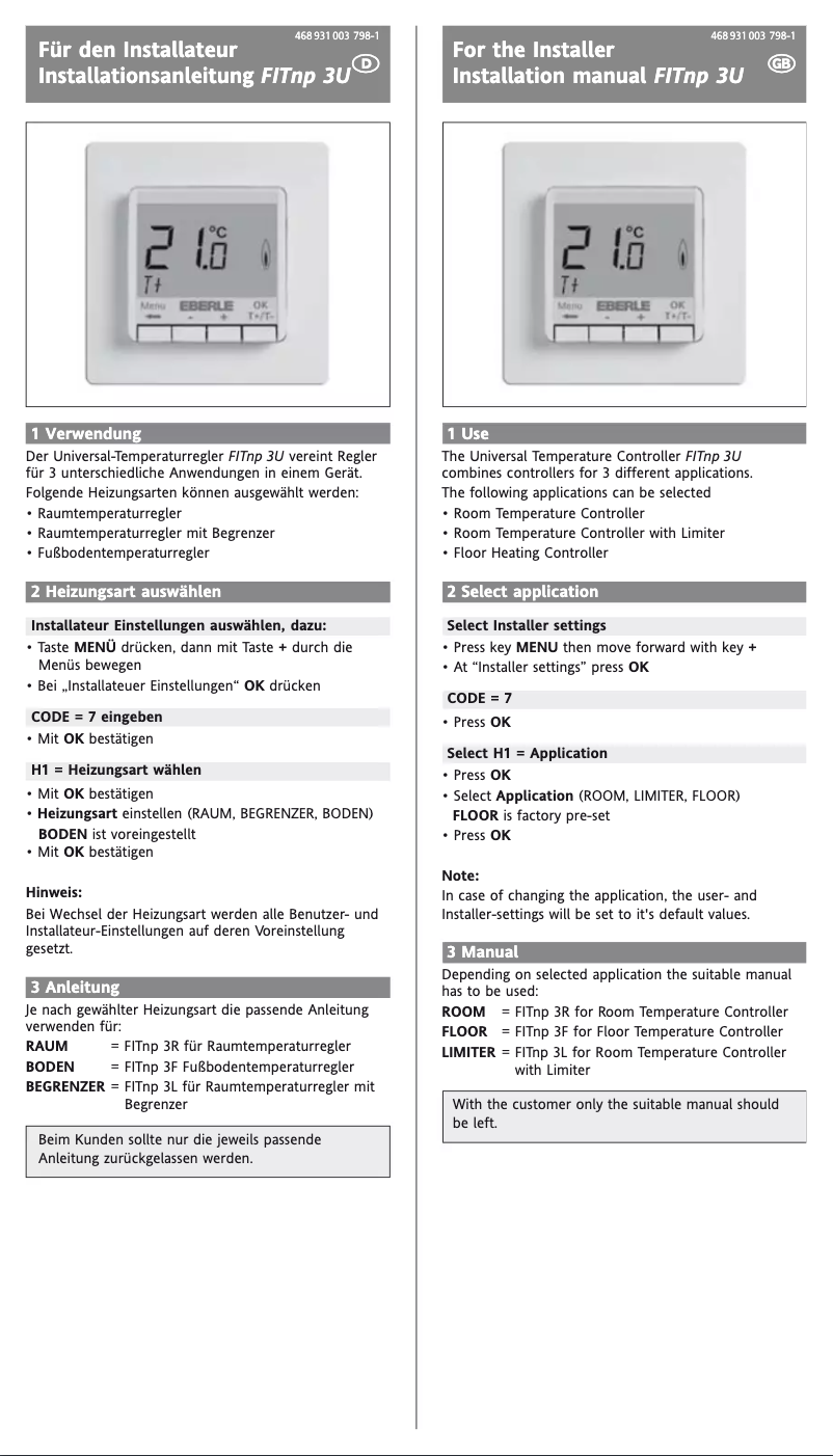Image de la première page du manuel de l'appareil FITnp 3U