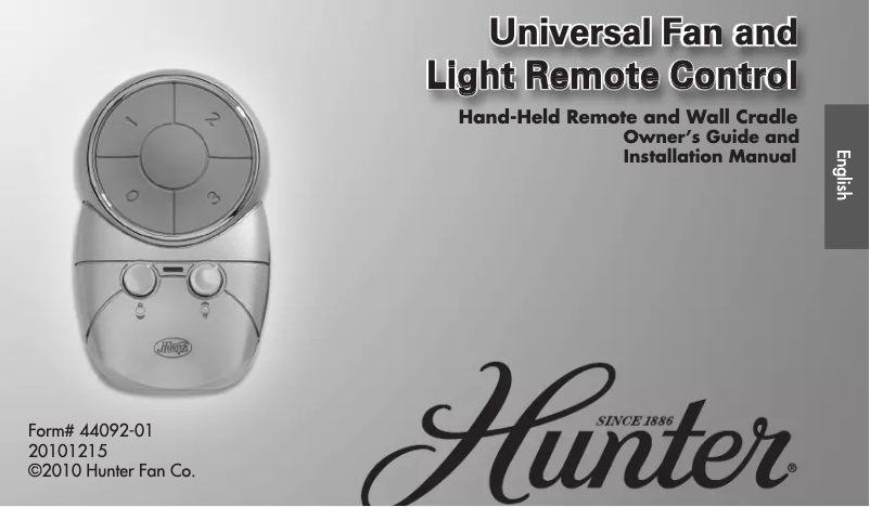 Page 1 de la notice Manuel utilisateur Hunter 27209