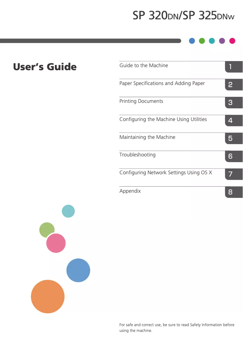 Image de la première page du manuel de l'appareil SP 325DNw