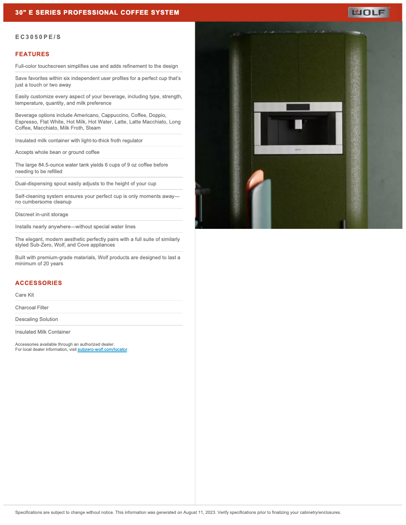 Page 1 de la notice Manuel utilisateur Wolf EC3050PE/S