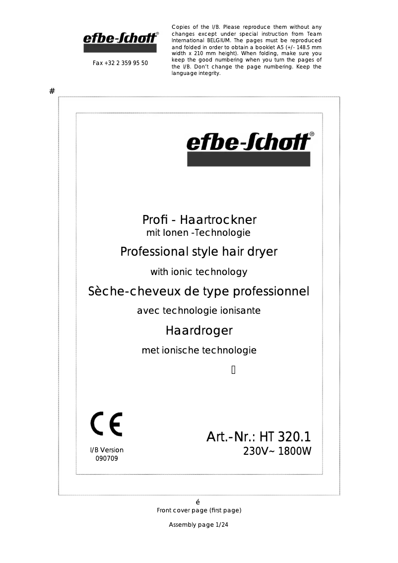 Image de la première page du manuel de l'appareil HT 320.1