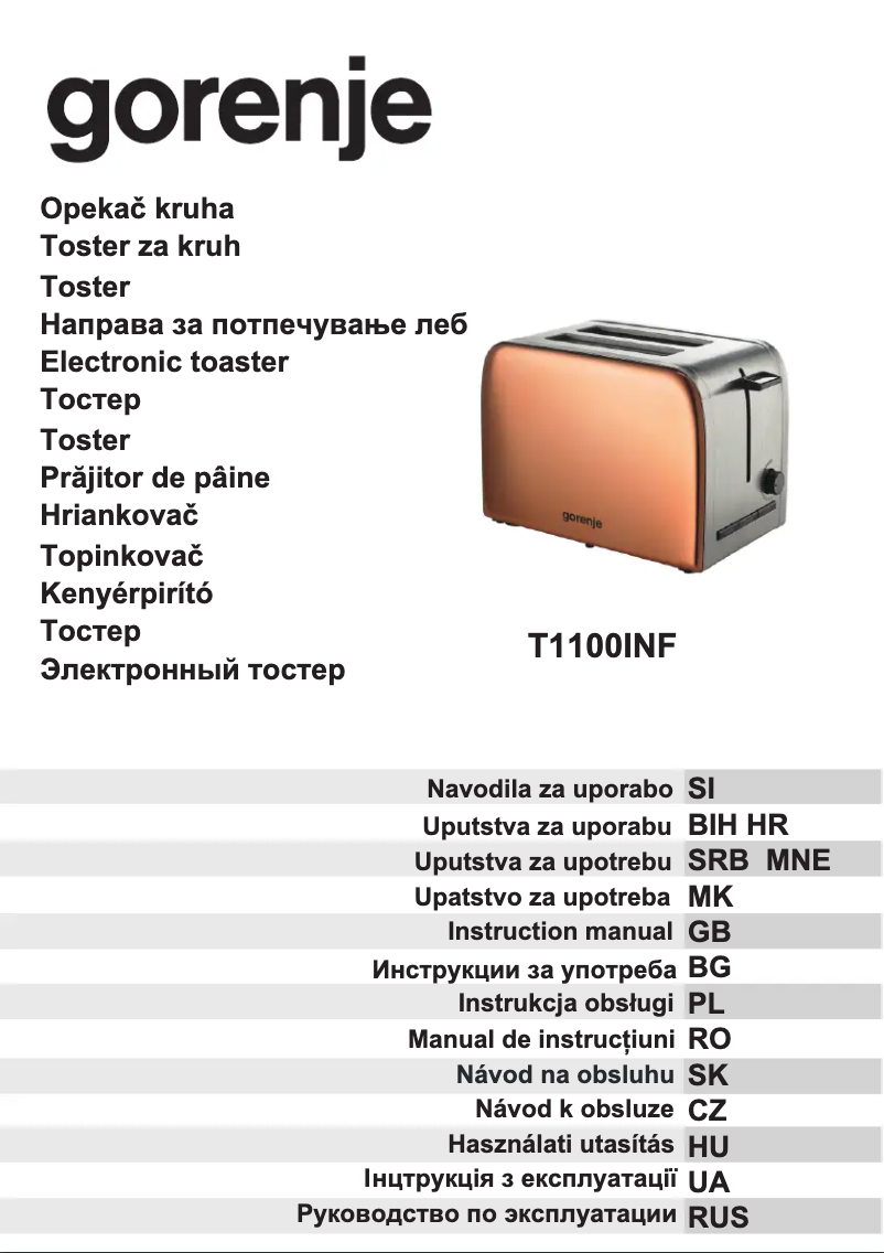 Page n°1 - Manuel utilisateur Gorenje T1100INF