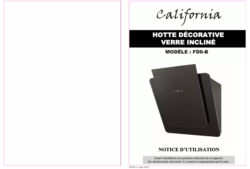 Page n°1 - Manuel utilisateur California FD6-B