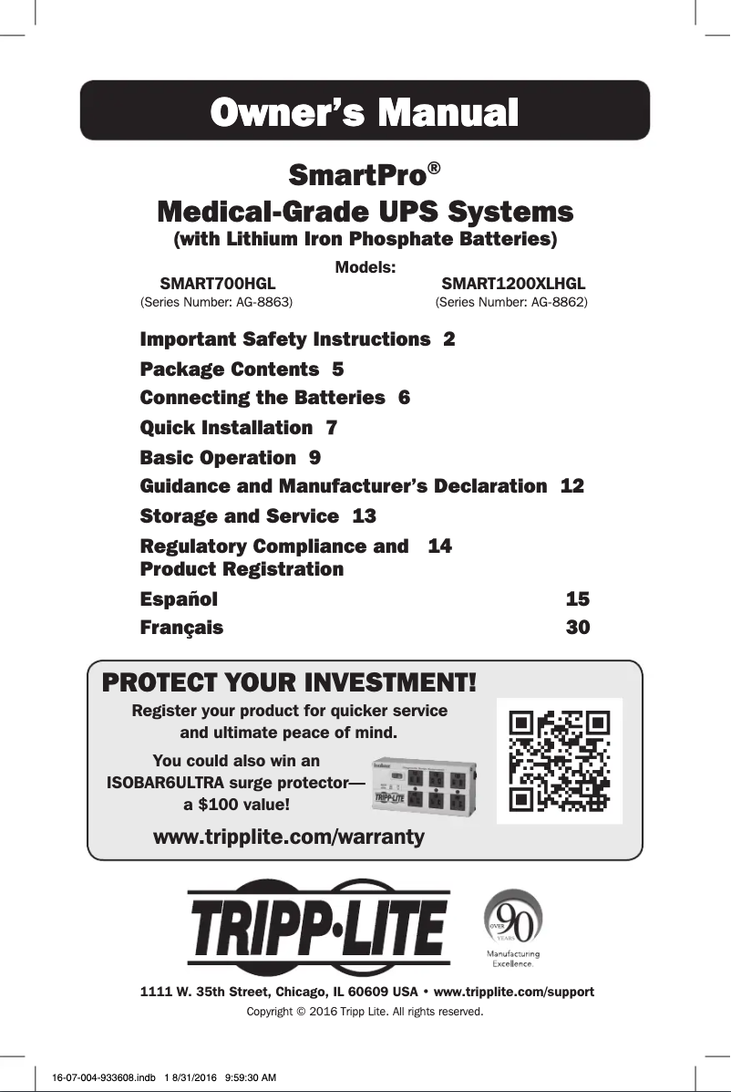 Página 1 del manual Manual de usuario Tripp Lite SmartPro SMART700HGL
