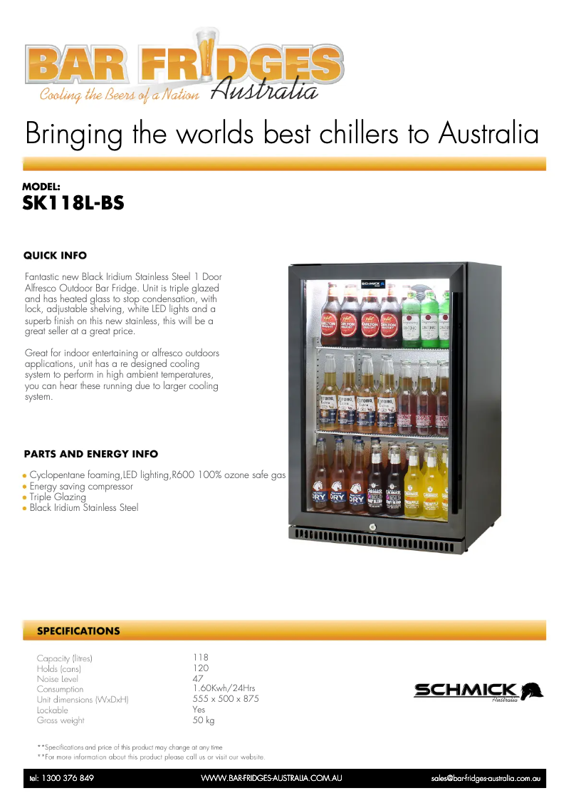 Page n°1 - Fiche technique Schmick SK118L-BS