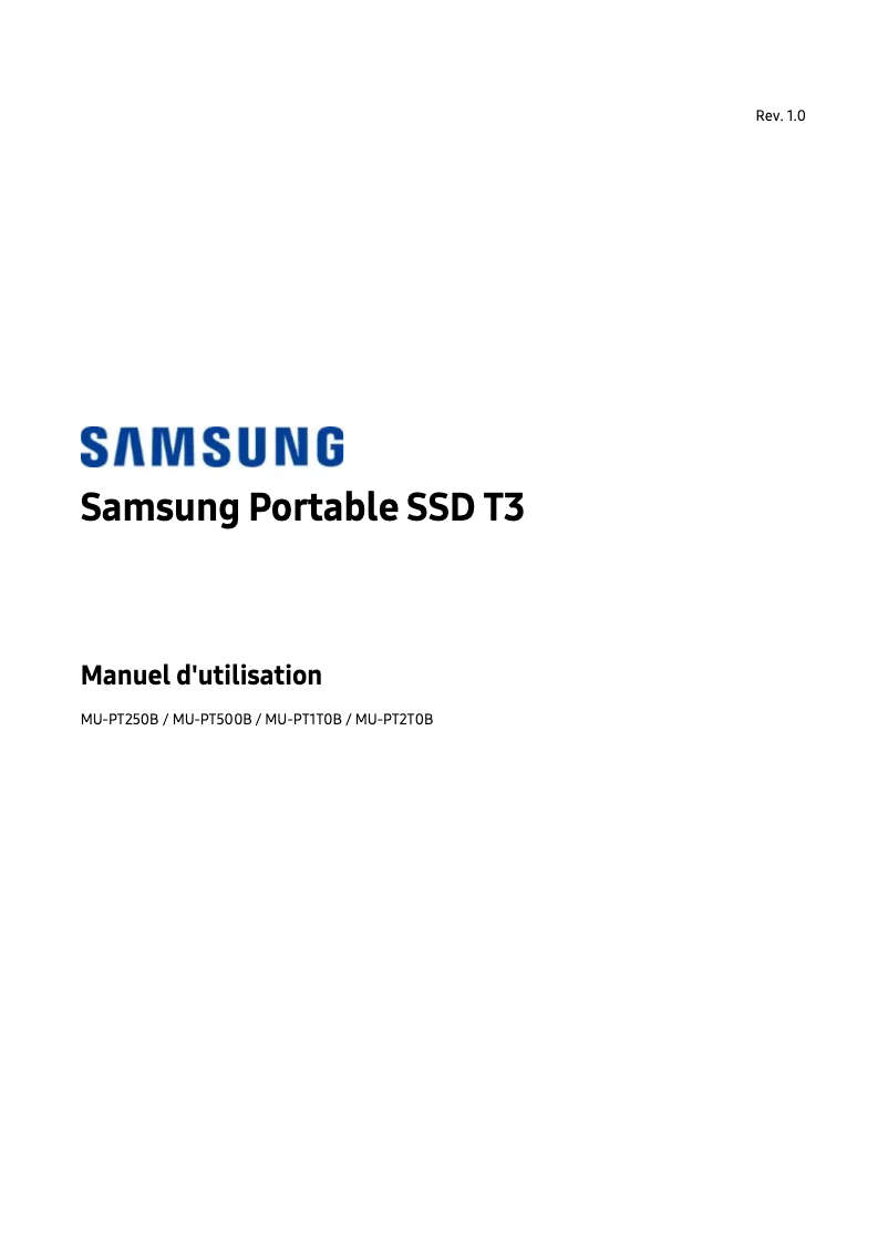 Page 1 de la notice Manuel utilisateur Samsung MU-PT250B