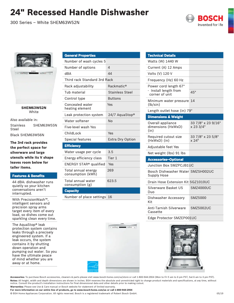 Image de la première page du manuel de l'appareil SHEM63W52N