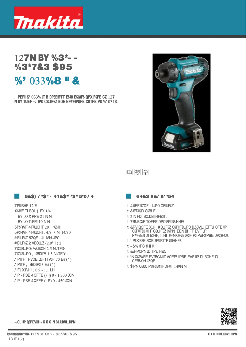Page 1 de la notice Fiche technique Makita DF033DWAE