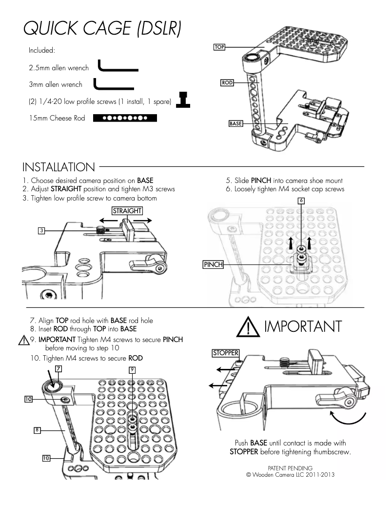 Page n°1 - Manuel utilisateur Wooden Camera 182200