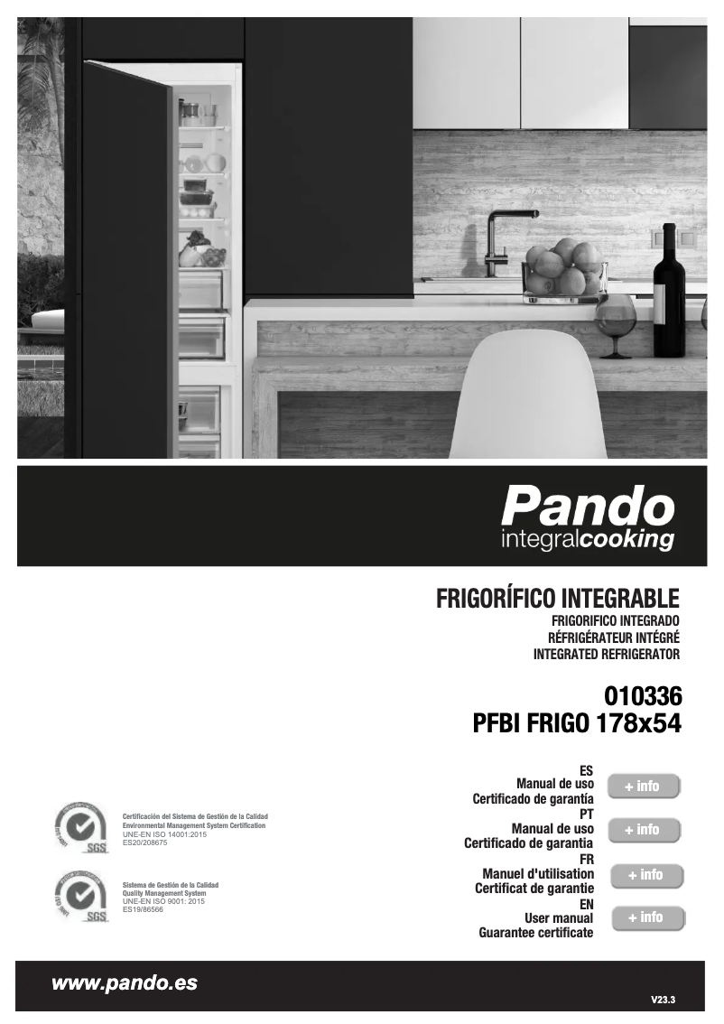 Página 1 del manual Manual de usuario Pando PFBI FRIGO