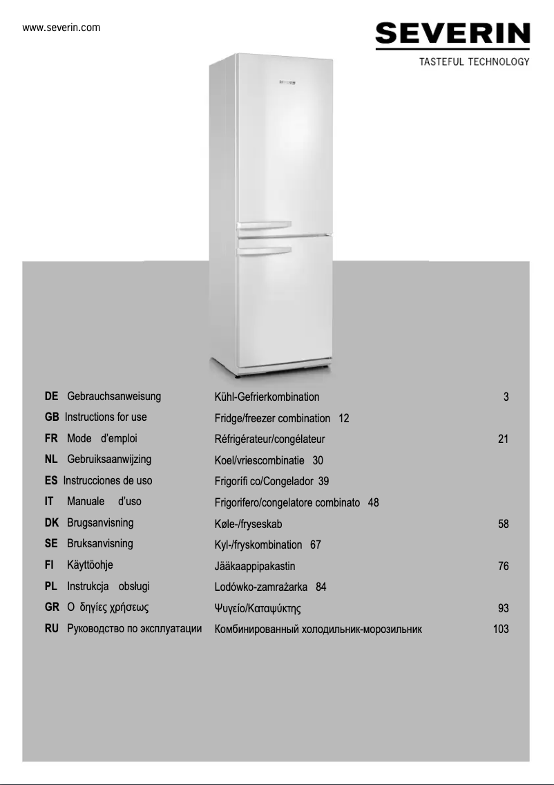 Page 1 de la notice Manuel utilisateur Severin KS 9864