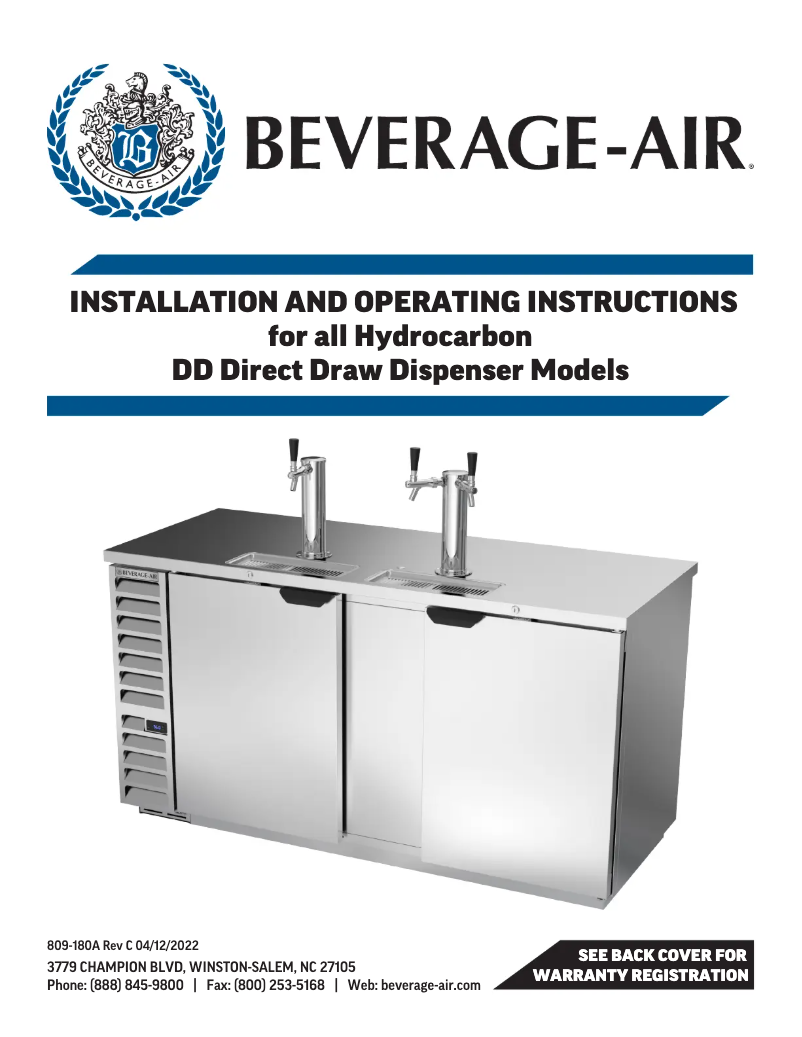 Page n°1 - Manuel utilisateur Beverage-Air DD72HC-1-S-ALT-069