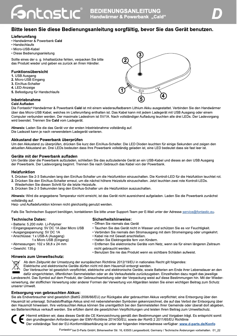 Page n°1 - Manuel utilisateur fontastic Cald