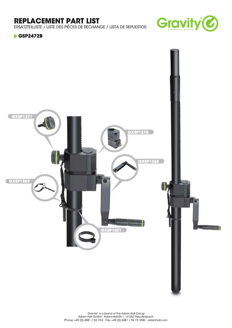 Page 1 de la notice Fiche technique Gravity SP 2472 B