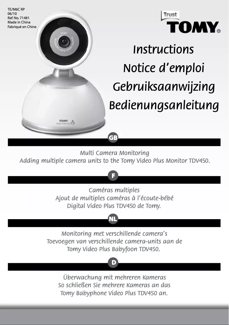 Page 1 de la notice Manuel utilisateur Tomy TDV450