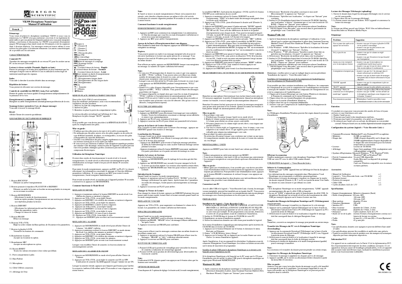 Image de la première page du manuel de l'appareil VR399