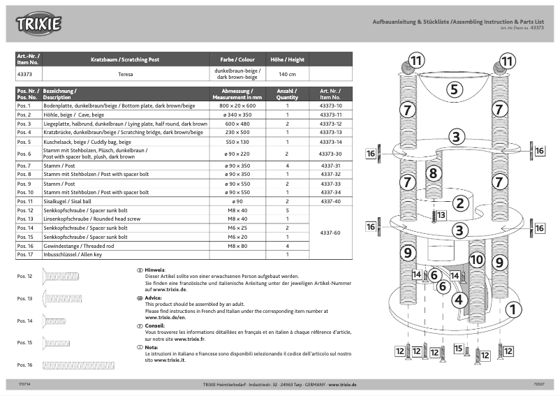 Page 1 de la notice Manuel utilisateur Trixie Teresa
