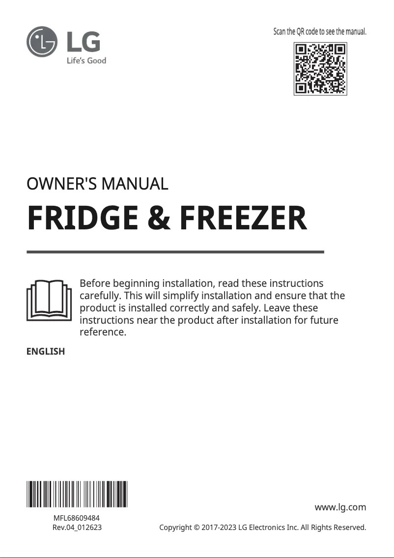 Page 1 de la notice Manuel utilisateur LG GC-F502HMHU