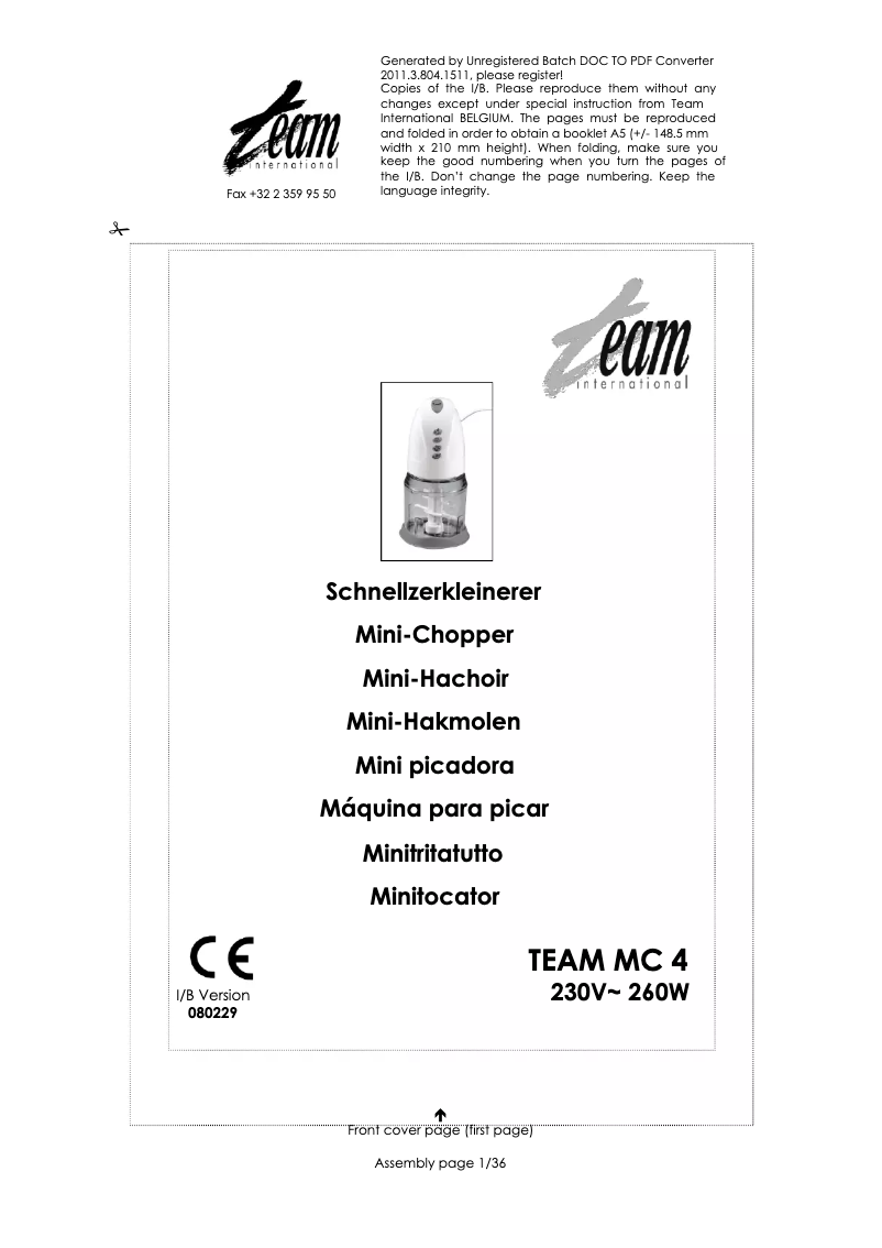 Page 1 de la notice Manuel utilisateur Team MC 4