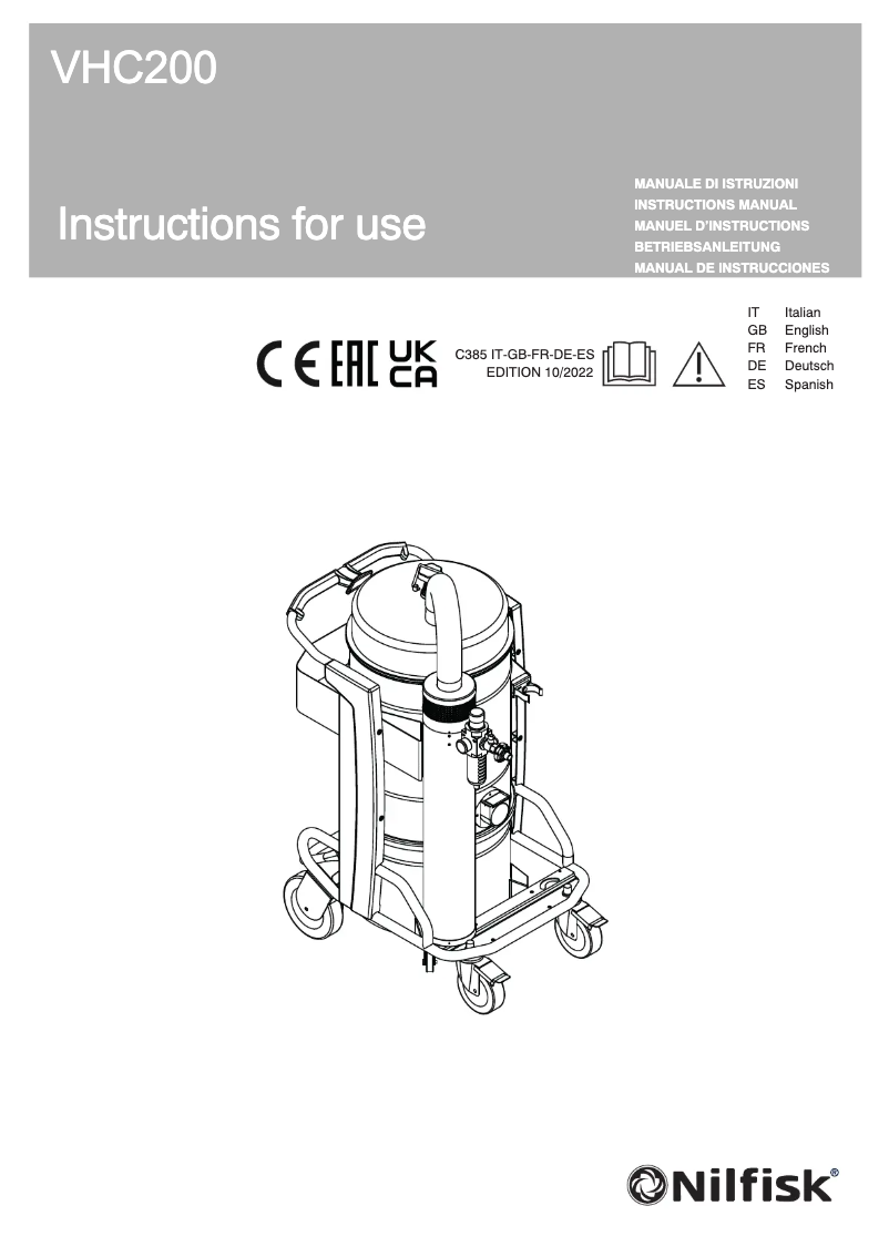 Page n°1 - Manuel utilisateur Nilfisk VHC200