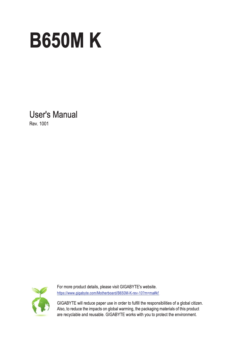 Image de la première page du manuel de l'appareil B650M K