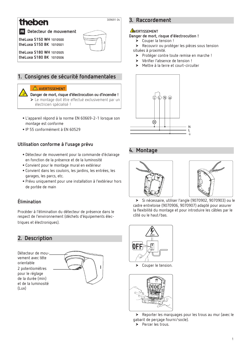 Page 1 de la notice Manuel utilisateur Theben theLuxa S180 WH