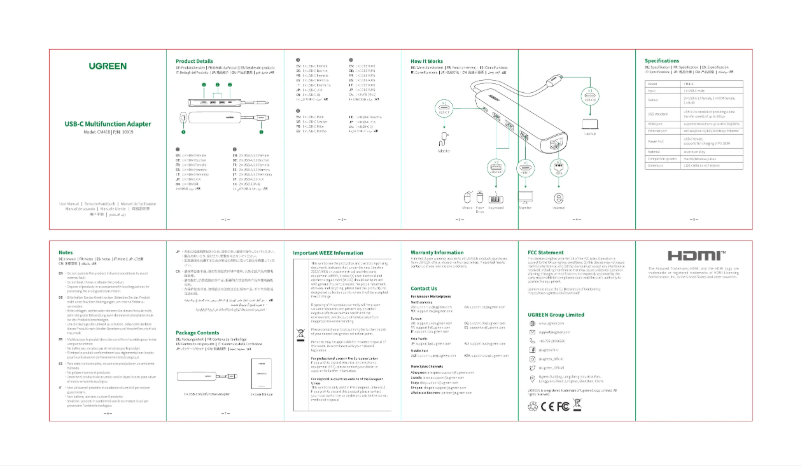Page 1 de la notice Manuel utilisateur Ugreen CM418