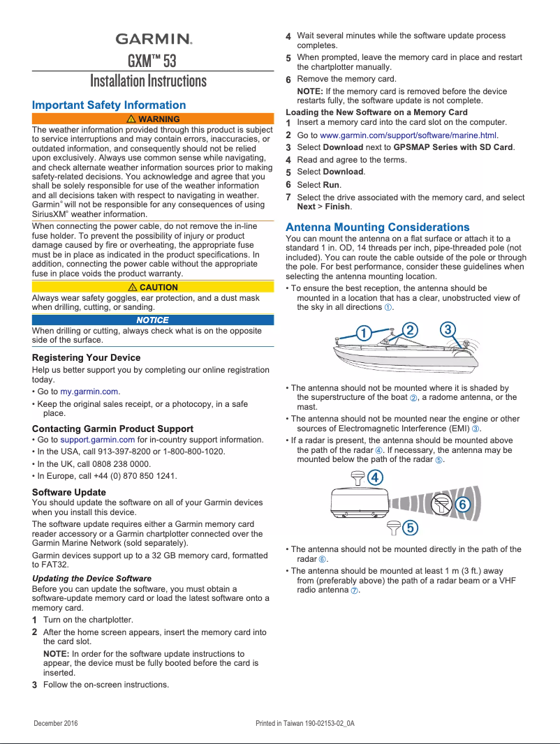 Page 1 de la notice Manuel utilisateur Garmin GXM 53