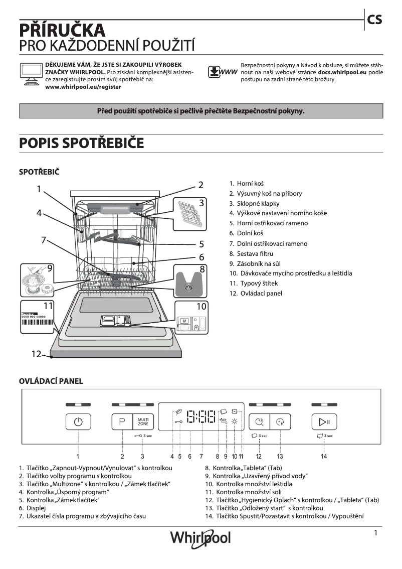 Page 1 de la notice Manuel utilisateur Whirlpool WFC 3C26N F