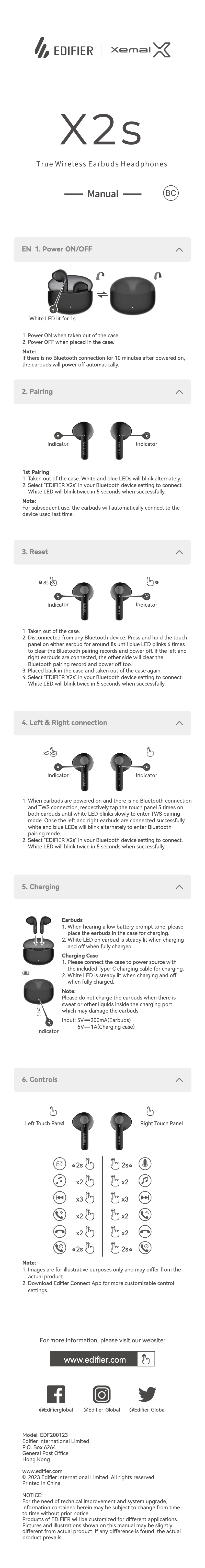 Page 1 de la notice Manuel utilisateur Edifier X2s