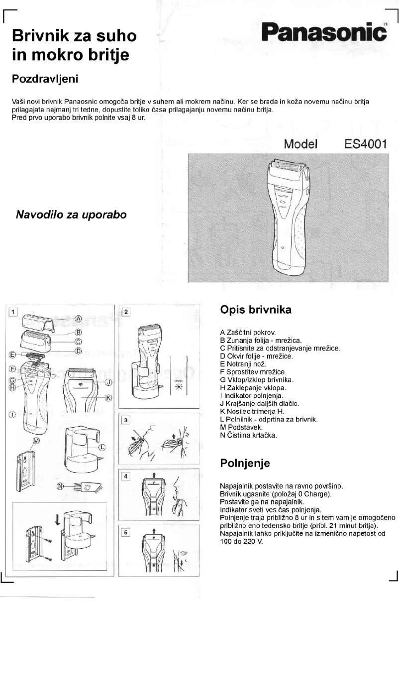 Page 1 de la notice Manuel utilisateur Panasonic ES4001